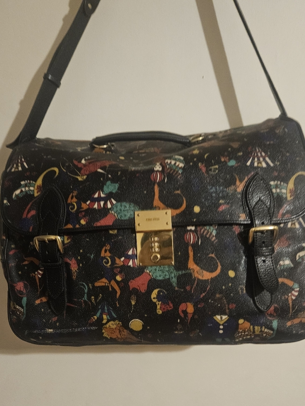 Piero Guidi Magic Circus Multicolor Crossbody Briefcase Bag Italy 18x11x8 - Picture 2 of 16